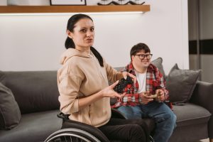 2 disabled people playing games